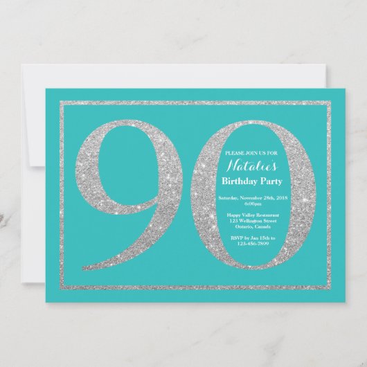 90e anniversaire Invitation Parties scintillant Tu (Devant)