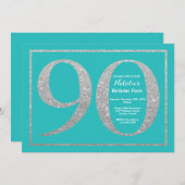 90e anniversaire Invitation Parties scintillant Tu (Devant / Derrière)