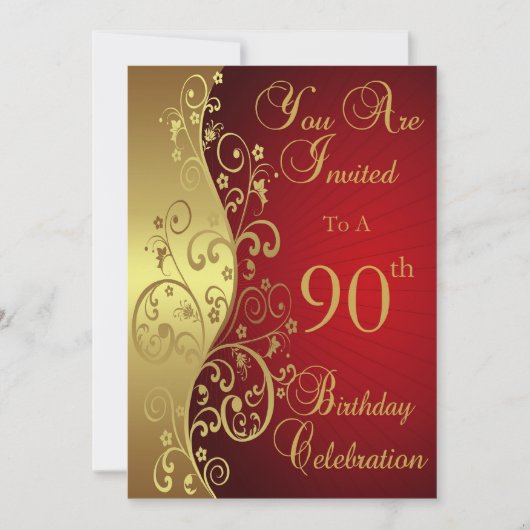 90e anniversaire Invitation personnalisée (Devant)