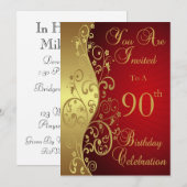 90e anniversaire Invitation personnalisée (Devant / Derrière)