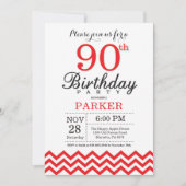 90e anniversaire Invitation Red Chevron (Devant)