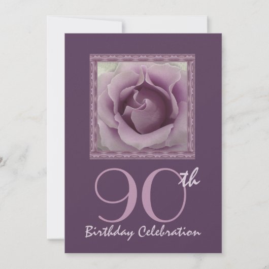 90e anniversaire Invitation RÊVE PURPLE Rose (Devant)