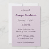 90e anniversaire Invitation RÊVE PURPLE Rose (Dos)