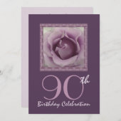 90e anniversaire Invitation RÊVE PURPLE Rose (Devant / Derrière)