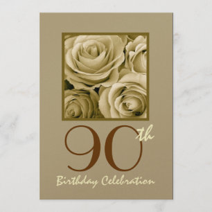 90e anniversaire Invitation Roses d'or