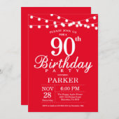 90e anniversaire Invitation rouge (Devant / Derrière)