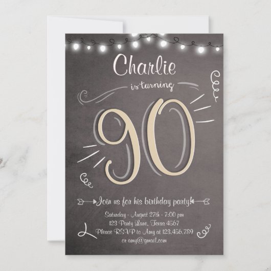 90e anniversaire Invitation Vintage 90e anniversai (Devant)