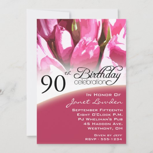 90e anniversaire Invitations de fête (Devant)