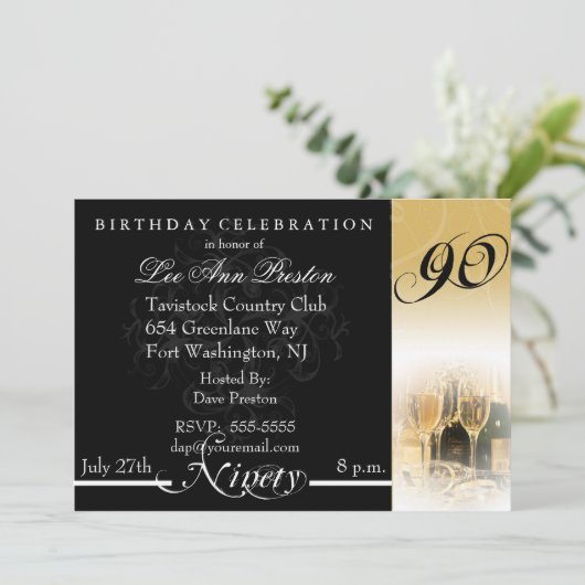 90e anniversaire Invitations de fête (Debout devant)