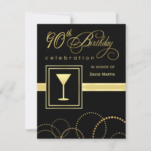 90e anniversaire Invitations de fête - avec Monogr (Devant)
