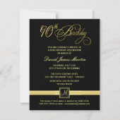 90e anniversaire Invitations de fête - avec Monogr (Dos)
