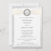 90e anniversaire - Invitations photo - Argent et b (Dos)