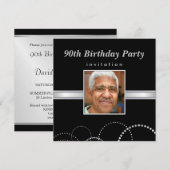 90e anniversaire - Invitations photo pour hommes (Devant / Derrière)