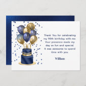 90e anniversaire Marine Blue Balloon Cake Merci (Devant / Derrière)