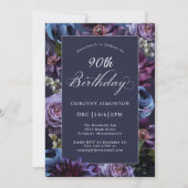 90e anniversaire Moody Purple Flower Invitation (Devant)