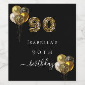 90e anniversaire noir léopard étiquette de vin ani (Étiquettes simples)