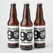 90e anniversaire personnalisé nom photo étiquette (Bouteilles)