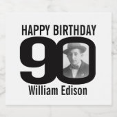 90e anniversaire personnalisé nom photo étiquette (Étiquettes simples)