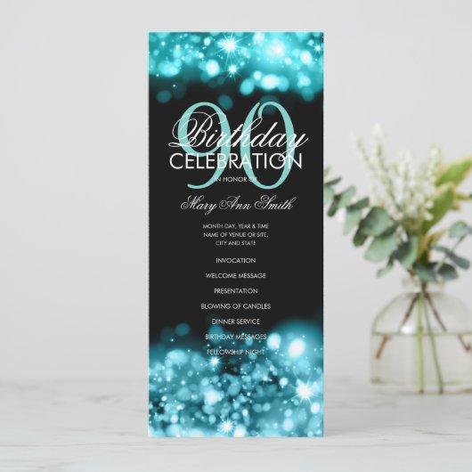 90e anniversaire Programme Glam Lights Menu Turquo (Debout devant)