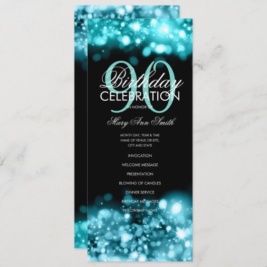 90e anniversaire Programme Glam Lights Menu Turquo (Devant / Derrière)