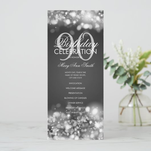 90e anniversaire Programme Glam Lights Silver Menu (Debout devant)