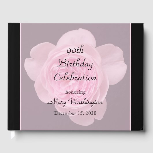 90e Anniversaire Rose Livre d'invité (Recto)