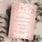 90e anniversaire rose or étoiles invitation