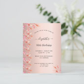 90e anniversaire rose or rose invitation florale (Debout devant)
