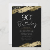 90e Anniversaire Soirée Gold Black Invitation (Devant)