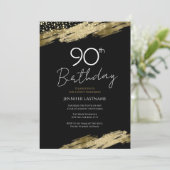 90e Anniversaire Soirée Gold Black Invitation (Debout devant)