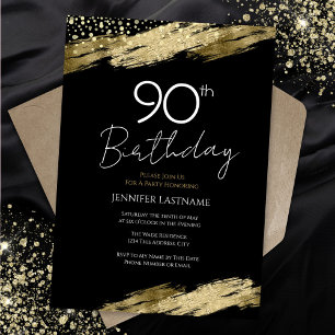 90e Anniversaire Soirée Gold Black Invitation