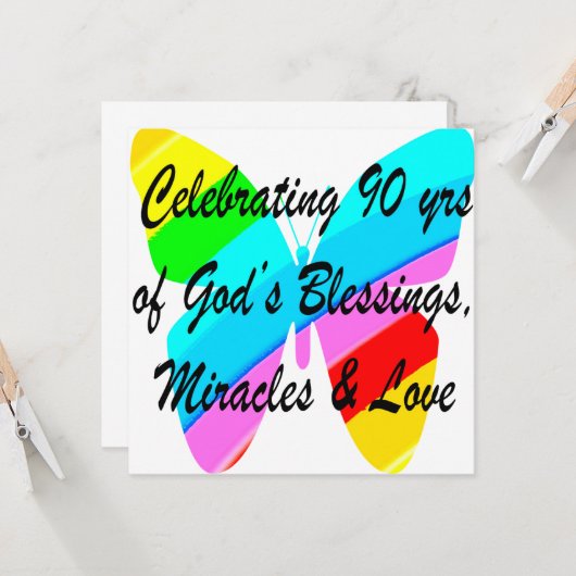 90E BIRTHDAY BLESSING KAART (Voorkant / Achterkant in situ)