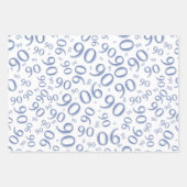 90e Birthday Blue & White Random Number Pattern Inpakpapier Vel (Voorkant 3)
