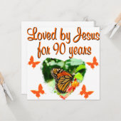 90E BIRTHDAY-BUTTERFLY KAART (Voorkant / Achterkant in situ)