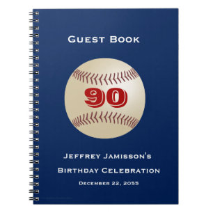90e Birthday Party Guest Book, Baseball Spiral Notitieboek