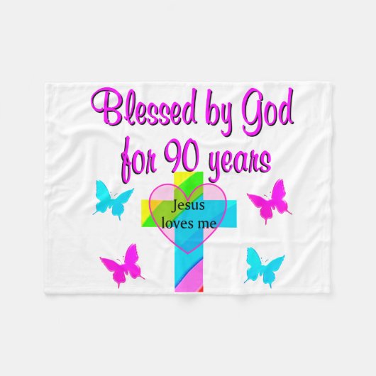 90E BIRTHDAY PRAYER FLEECE DEKEN (Voorkant (Horizontaal))