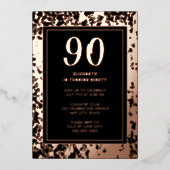 90e Black Rose Goud Foto op Achterkant Aangepaste  Folie Uitnodiging (Voorkant)