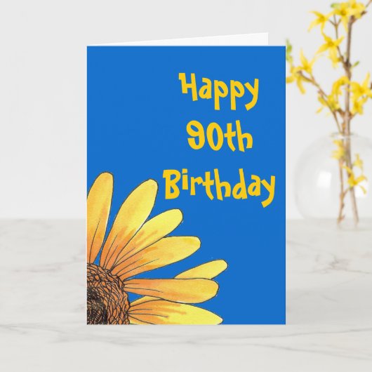 90e carte d'anniversaire (Fleur jaune)