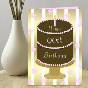 90e carte d'anniversaire gâteau en rose