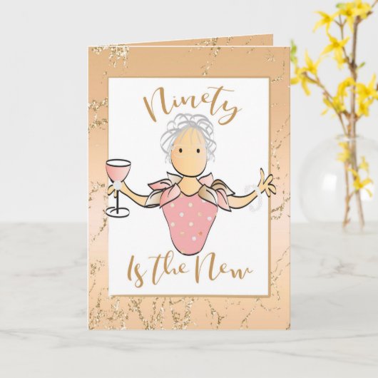 90e carte d'anniversaire pour sa fabuleuse Parties (Fleur jaune)