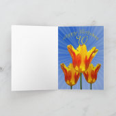 90e carte d'anniversaire, tulipes pleines de solei (Intérieur)