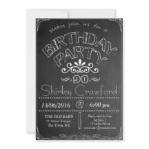 90e Chalkboard Anniversaire Célébration Invitation
