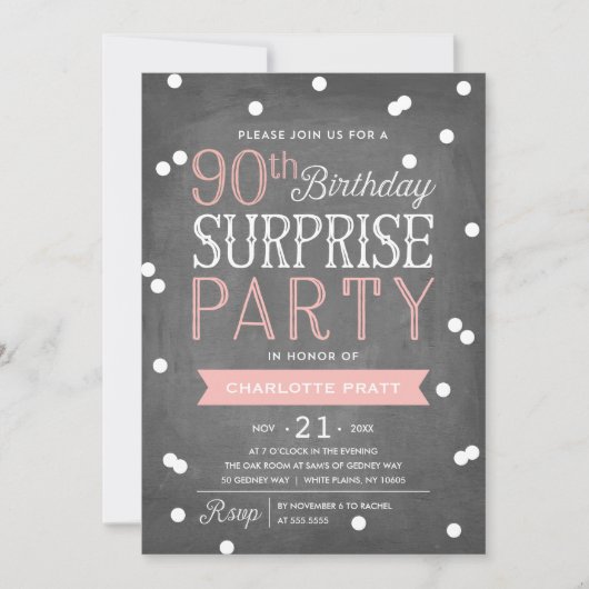90e Confetti Invitation de la fête surprise | Anni (Devant)