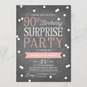 90e Confetti Surprise Party-uitnodiging   Birthday Kaart