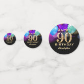 90e fête d'anniversaire Confetti noir et or (Derrière)