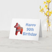 90e geboortedag Dala Horse Kaart (Gele Bloem)