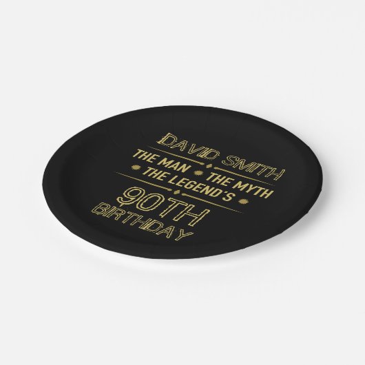 90e geboortedag Man Myth Legend Papieren Bordje (Gekanteld)