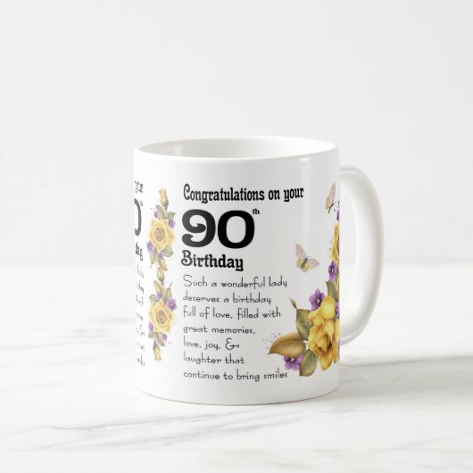 90e geelroze en Mok met botervliegen, (Voorkant rechts)