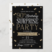 90e Glitter Confetti Surprise Party Invitation Kaart (Voorkant / Achterkant)