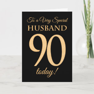 90e Gold-effect op Black voor Husband Birthday Kaart